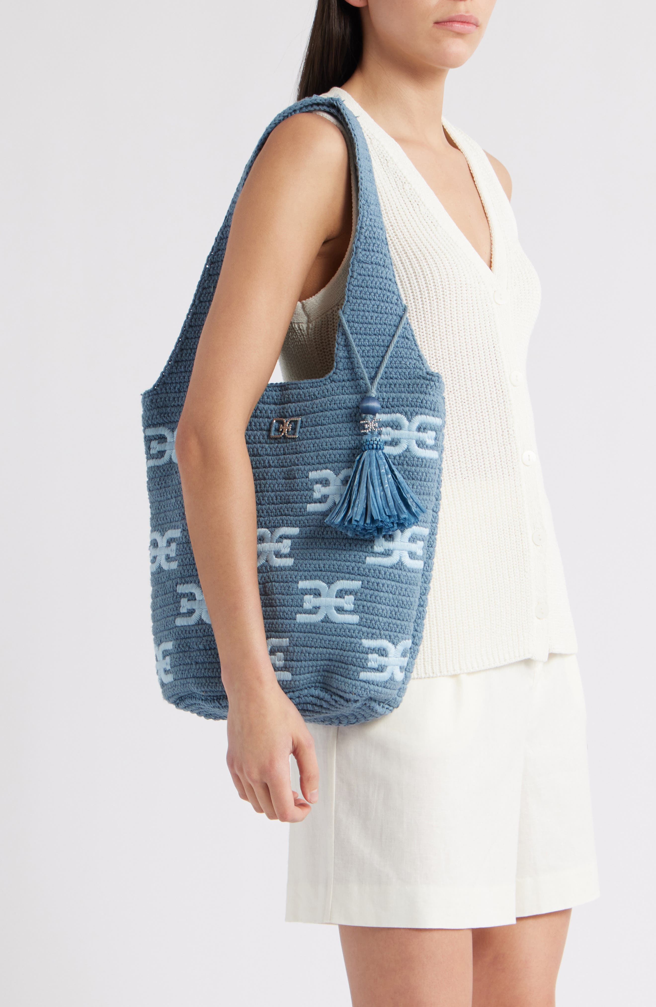 Sam Edelman April North/South Woven Tote Bag, Alternate, color, Blue