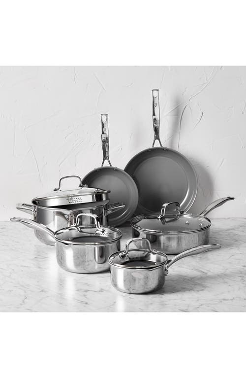 Henckels Cutlery Clad H3 10-piece Stainless Steel & Ceramic Cooking Set In Silver