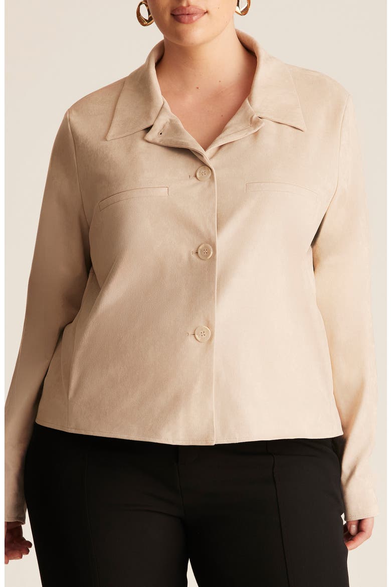 Rowan Faux Suede Jacket, Alternate, color, BONE