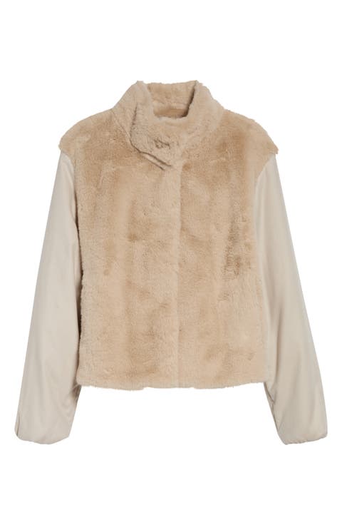 Faux Fur Mixed Media Jacket