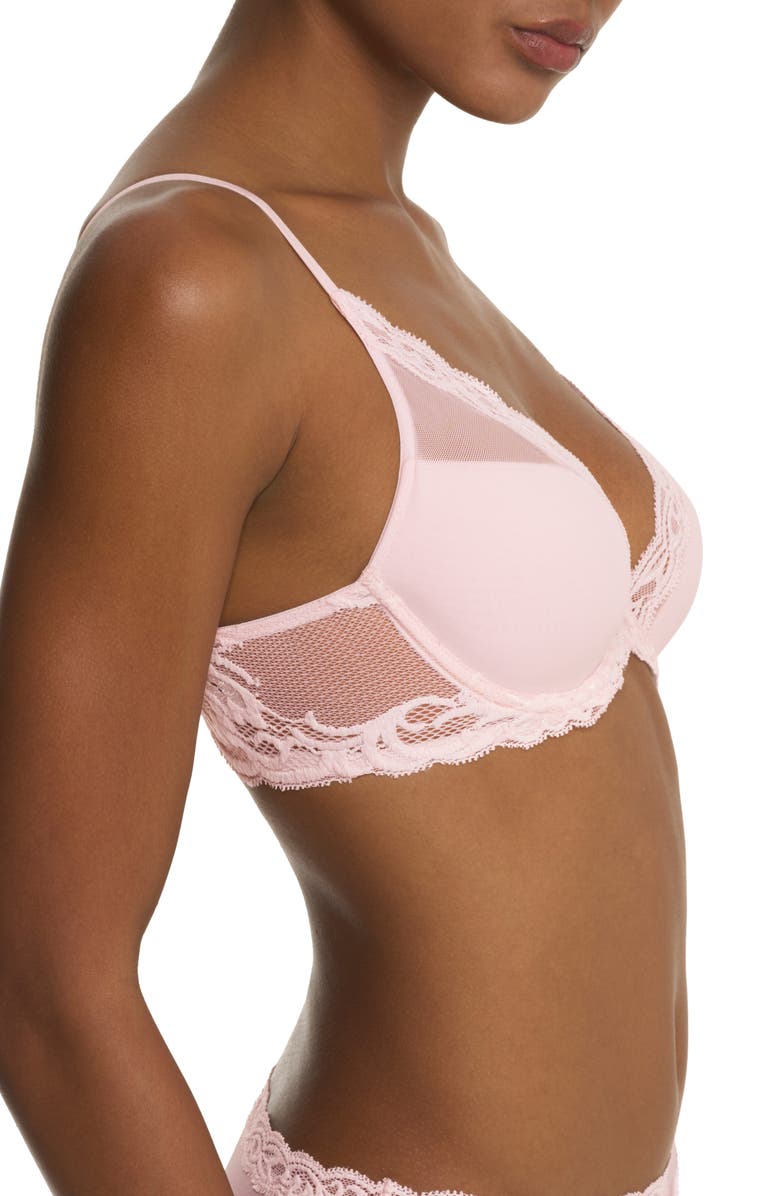 Natori Feathers Plunge T-Shirt Basics Bra, Alternate, color, Pink Sky