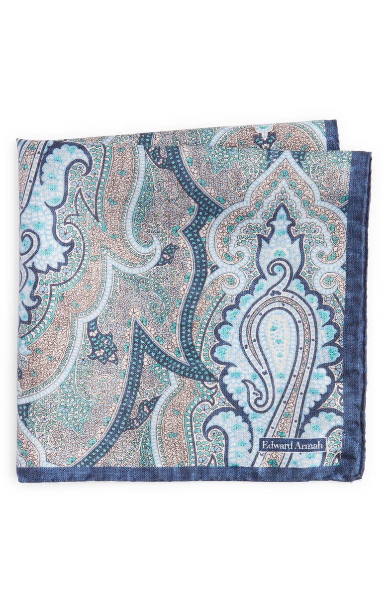 EDWARD ARMAH Exploded Paisley Silk Pocket Square, Main, color,