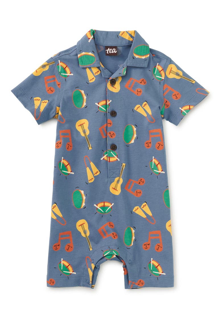 Camp Collar Baby Romper, Main, color, Bateria Instruments