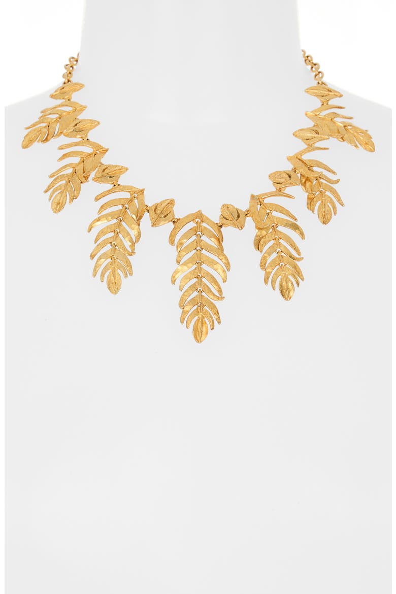 Feather Frontal Necklace, Alternate, color, GOLD