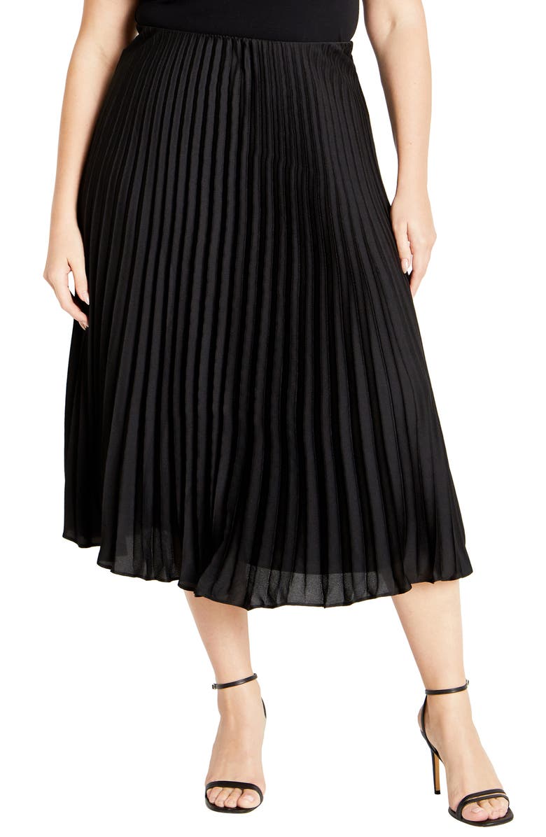 City Chic Selena Pleated Midi Skirt, Main, color, 