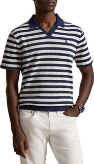 Polo Ralph Lauren Stripe Pointelle Rib Johnny Collar Polo