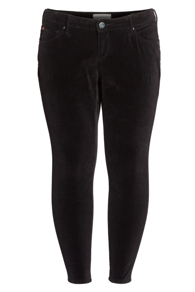 Velvet Skinny Ankle Jeans, Alternate, color, BLACK
