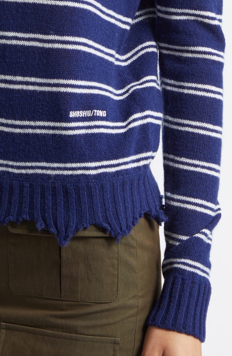 Shushu/Tong Deconstructed Stripe Wool Polo Sweater, Alternate, color, Blue Stripe