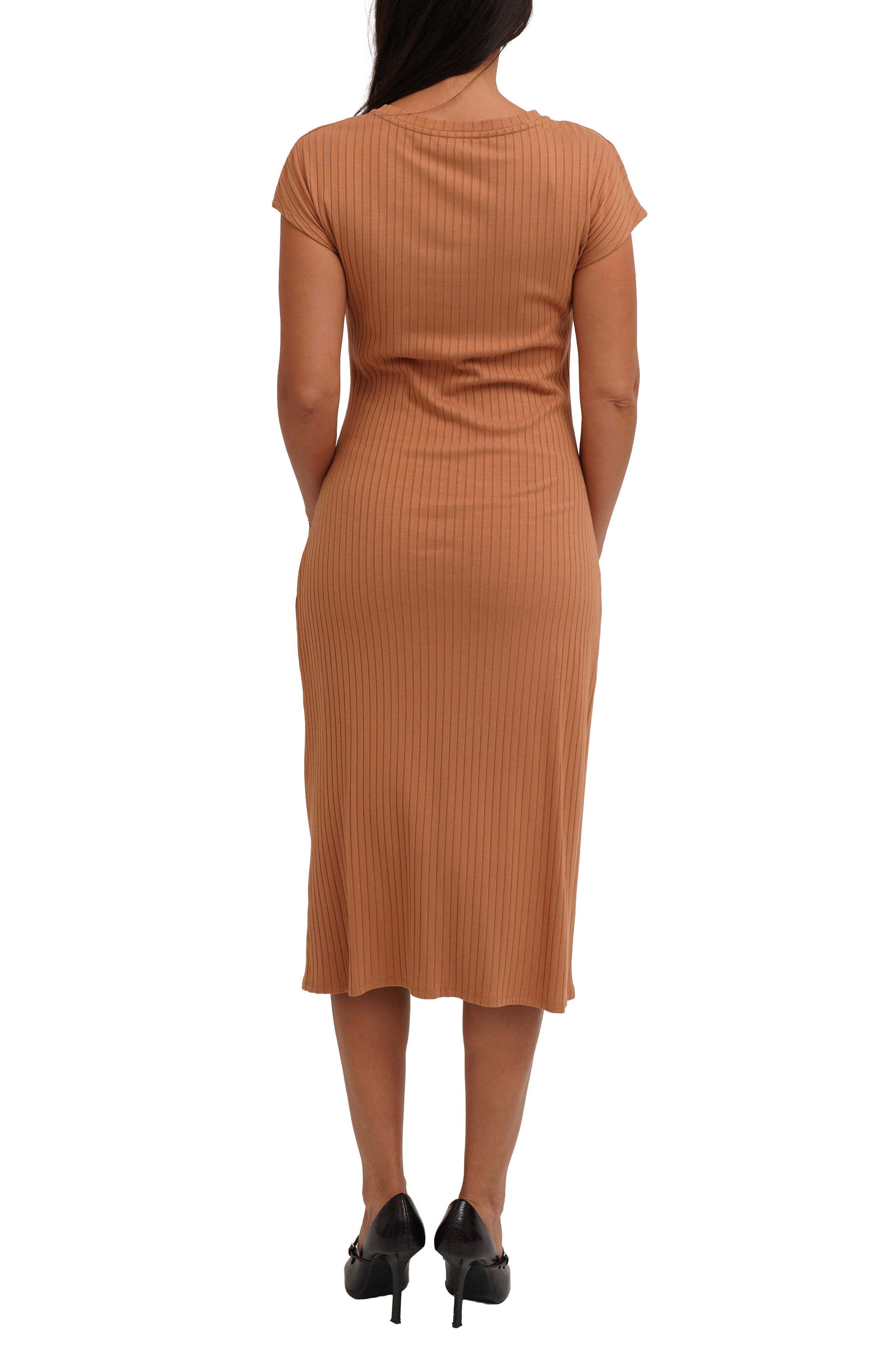 Short Sleeve Rib Knit Dress - image 2