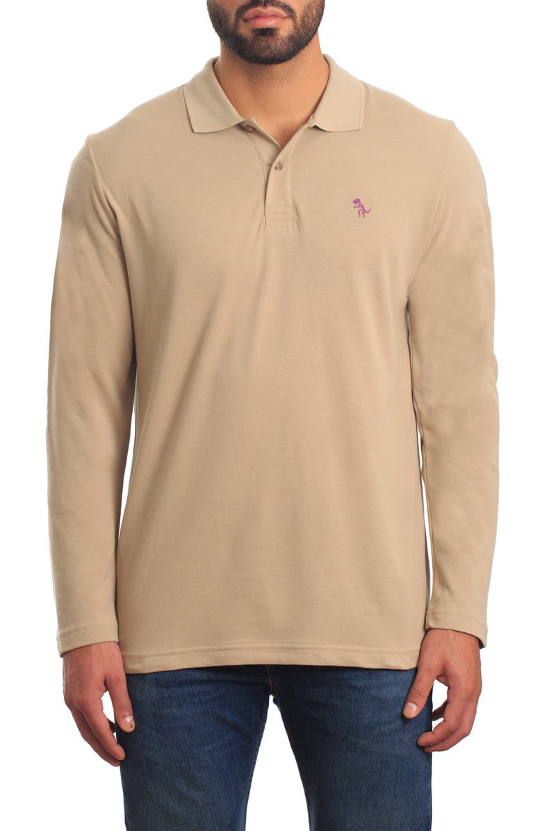 Jared Lang Long Sleeve Cotton Knit Polo, Main, color, 