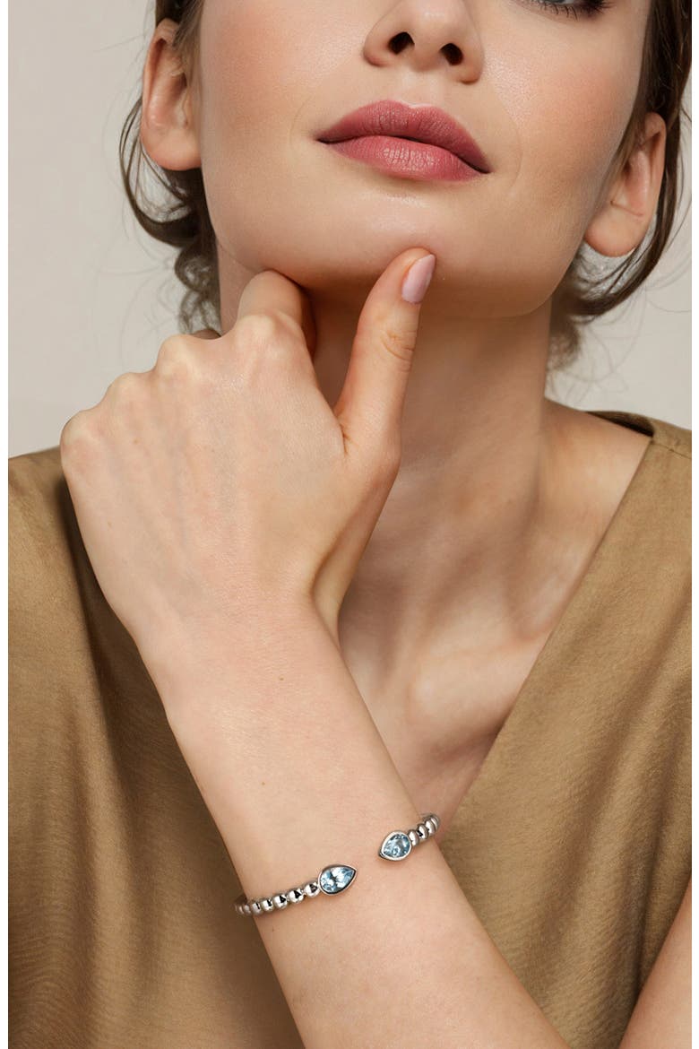 Blue Topaz Cuff Bracelet, Alternate, color, STERLING SILVER