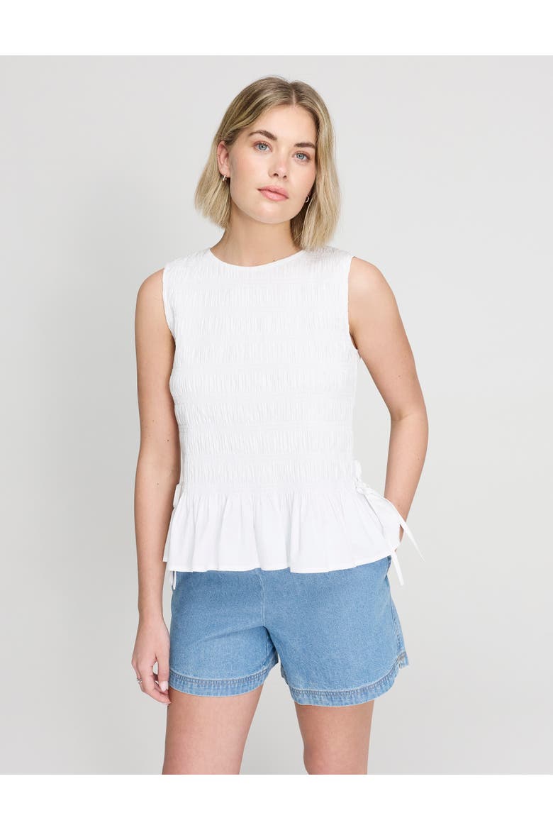 Malani Cotton Shirred Sleeveless Top, Main, color, White