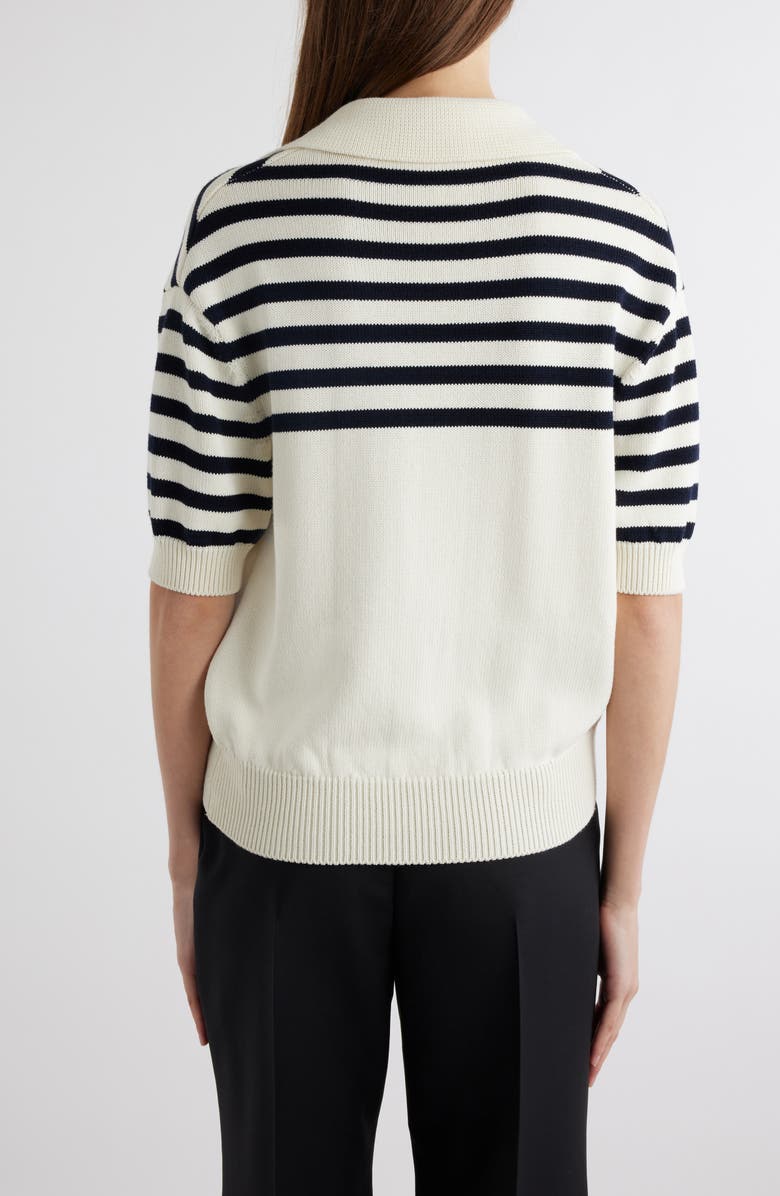 Givenchy Logo & Stripe Crop Polo Sweater, Alternate, color, 