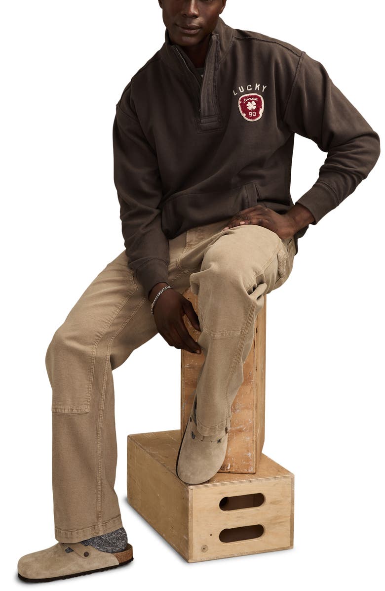 Lucky Brand Half Zip Logo Sweatshirt, Alternate, color, Raven