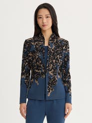 Misook Tailored Speckled Lurex Knit Jacket