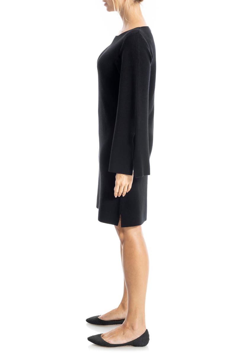 MAX STUDIO Boat Neck Flare Sleeve Sweater Dress, Alternate, color, Black