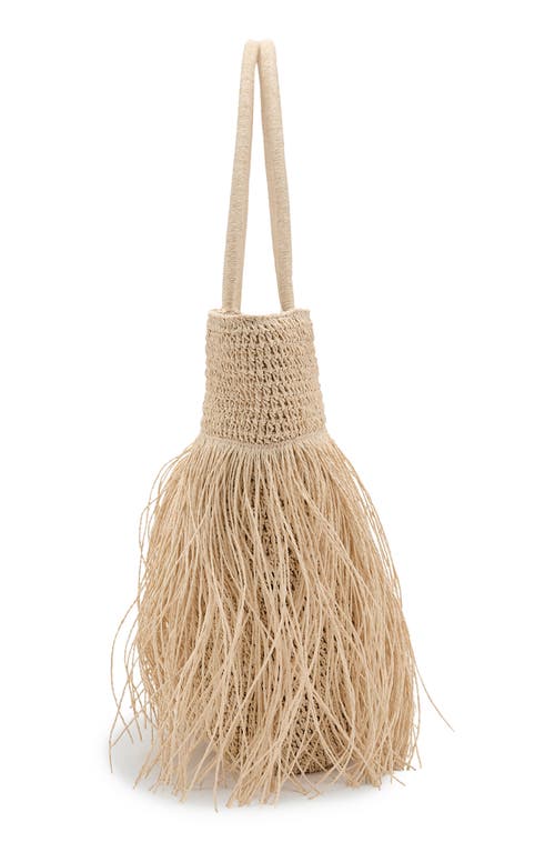 Mango Natural Fiber Shoulder Bag With Fringe