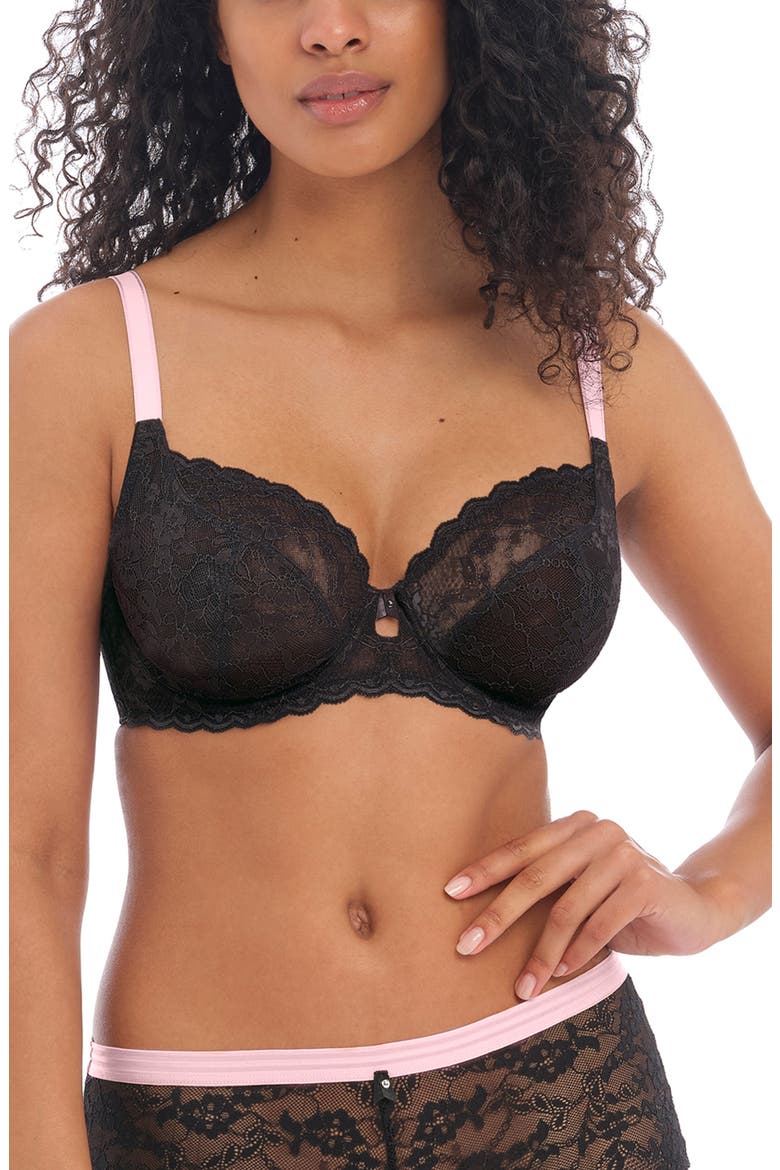 Offbeat Underwire Plunge Bra, Main, color, BLACK