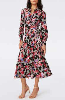 DVF Tori Long Sleeve Crepe Wrap Shirtdress
