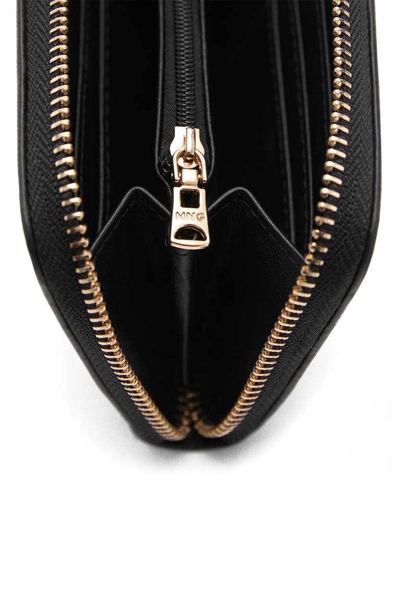 MANGO Faux Saffiano Leather Wallet, Alternate, color, Black