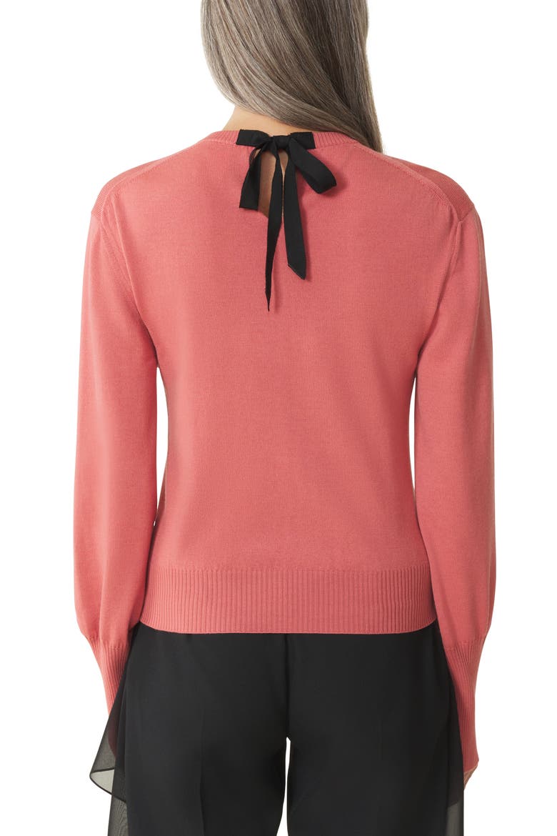 Wool Sweater With Grosgrain Detail, Alternate, color, Pink