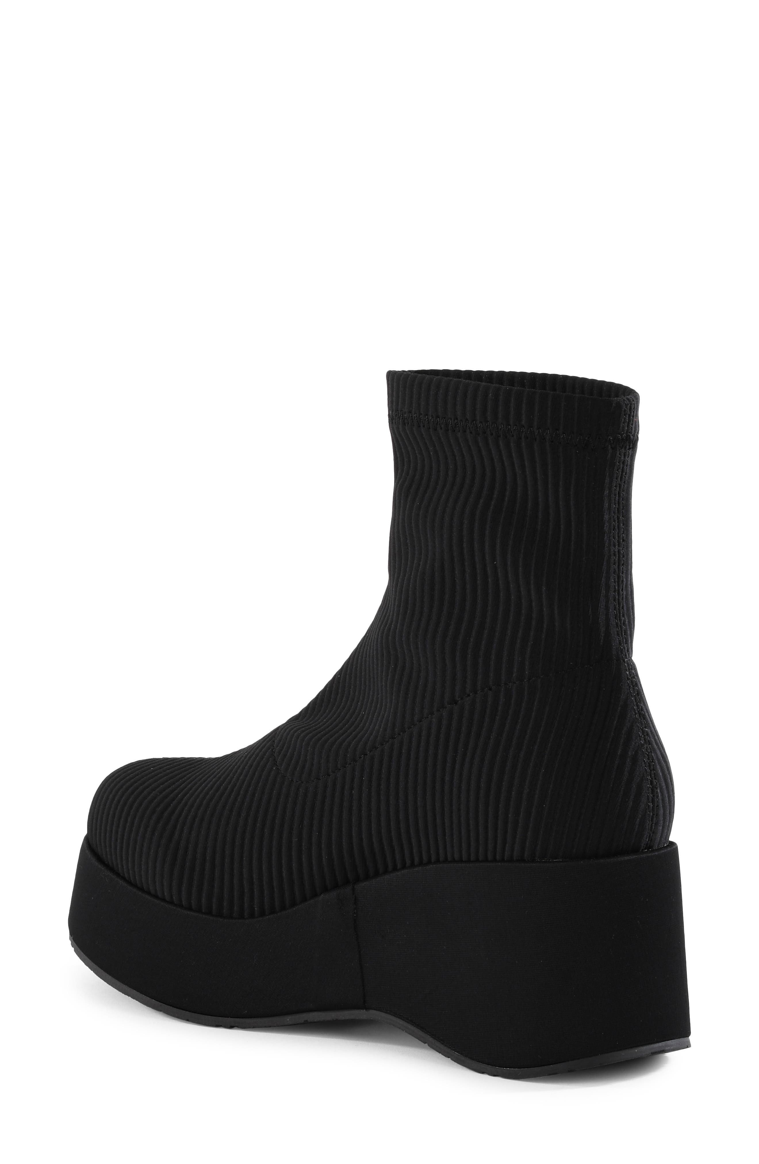 Koko Ribbed Stretch Wedge Bootie, Alternate, color, BLACK