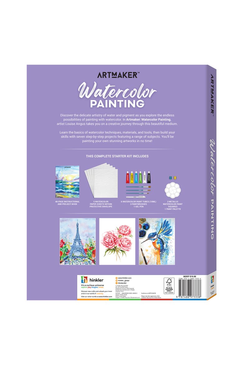 Watercolor Painting Complete Starter Kit, Instructional Book, Alternate, color, Multicolored