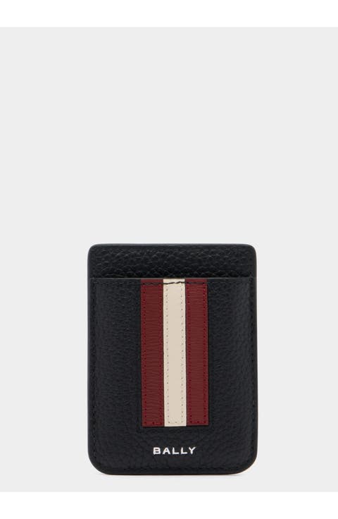 Ribbon Card Holder in Grained Leather