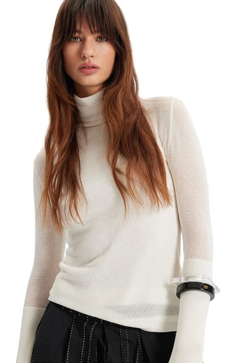 Nomia Sheer Knit Sleeveless Turtleneck