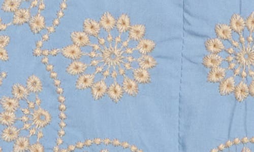Democracy Embroidered Eyelet Flutter Sleeve Peplum Top In Blue