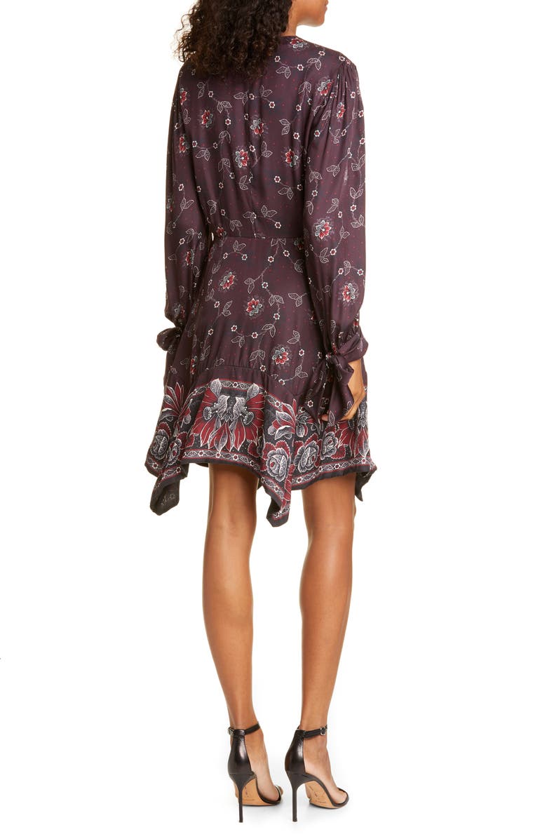 Rebecca Taylor Claudine Long Sleeve Handkerchief Hem Silk Blend Dress, Alternate, color,