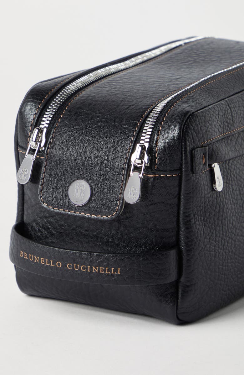 Brunello Cucinelli Beauty case with double zipper, Alternate, color, Black