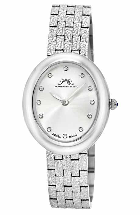 PORSAMO BLEU Women's Porsamo Bleu Angelica Oval Sunray Dial Stainless Steel Watch