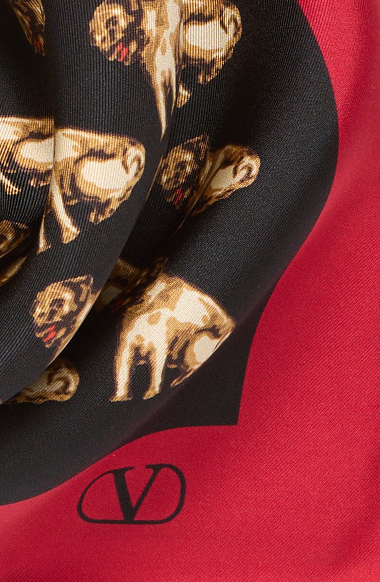 Valentino Garavani Petit Charles Silk Square Scarf, Alternate, color, Nero/ Beige/ Rosso