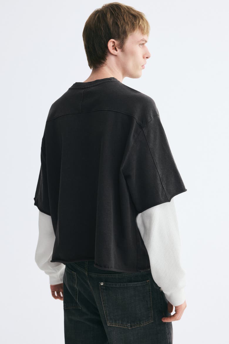 Oversized-Fit Layered Long-Sleeved T-Shirt, Alternate, color, Washed black
