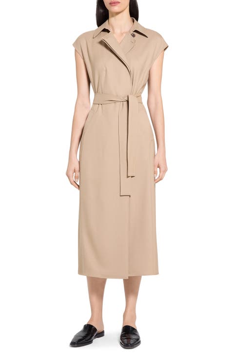 Dolman Sleeve Trench Coat Midi Dress