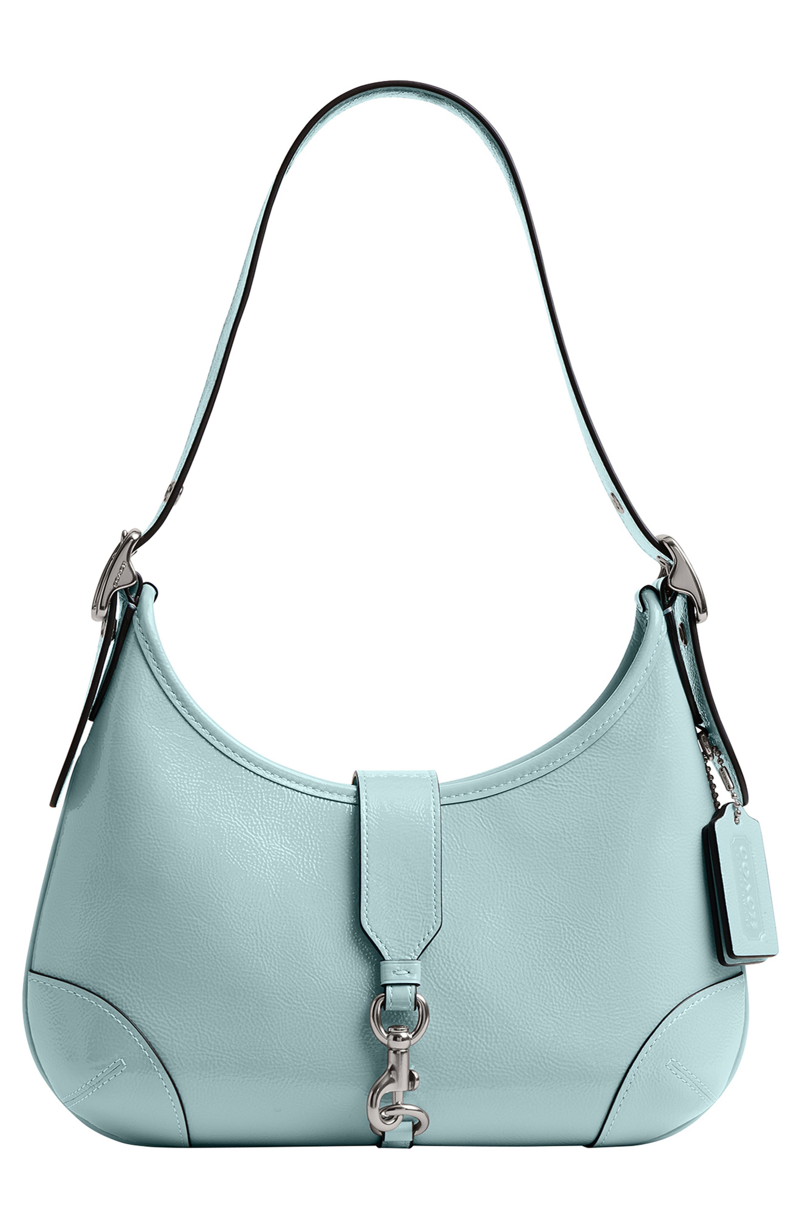 COACH Hamptons Crinkle Patent Leather Hobo Bag, Main, color, 