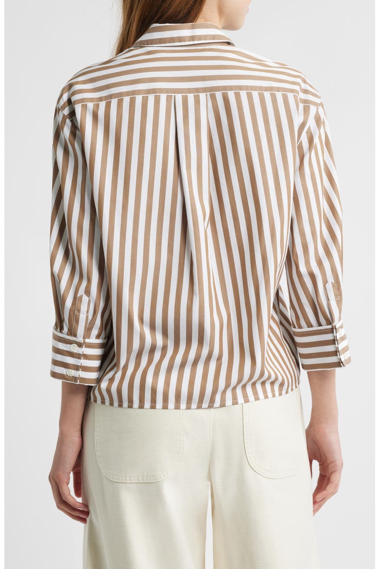 Lucia Stripe Poplin Button-Up Shirt, Alternate, color, BROWN STRIPE