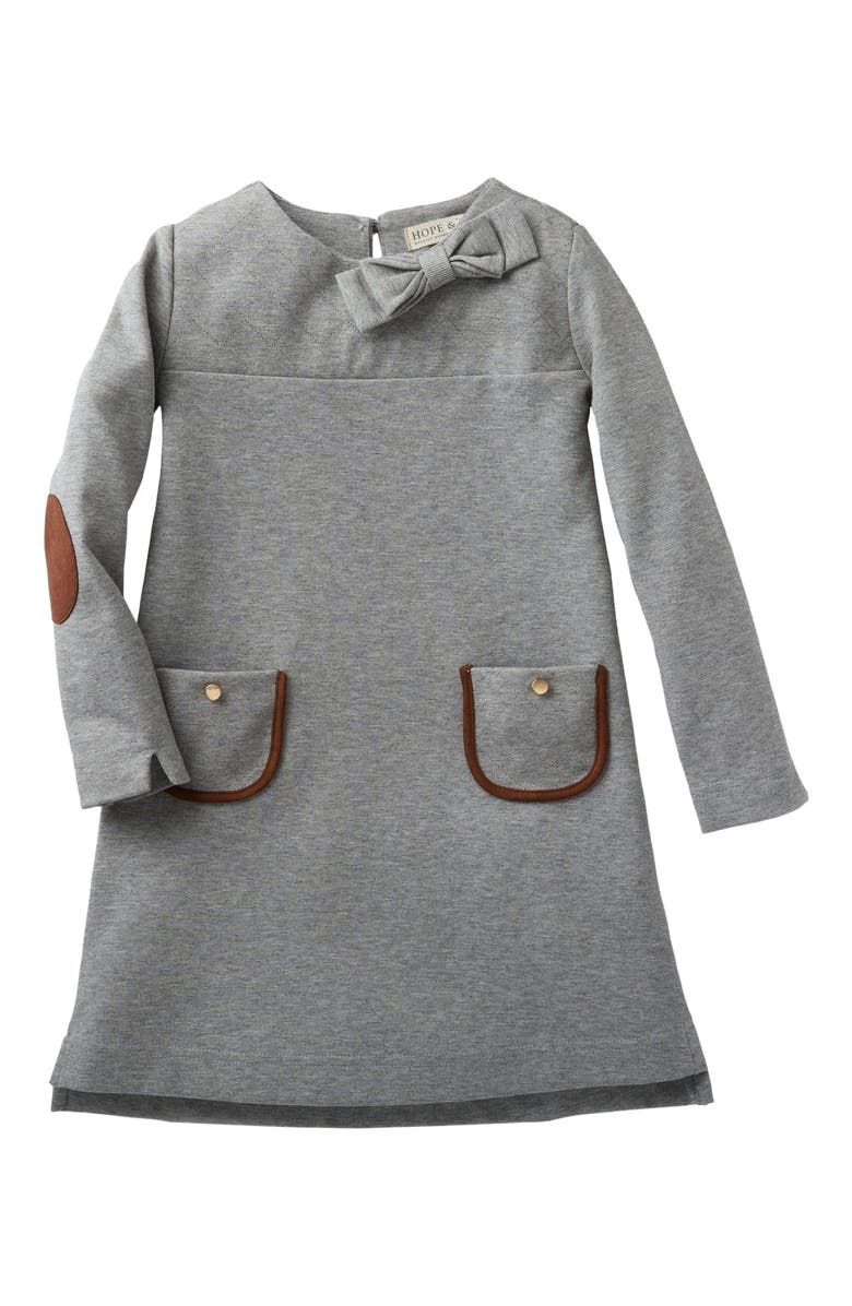 Hope & Henry Girls' Quilted Ponte Riding Dress, Kids, Alternate, color, Gray Heather