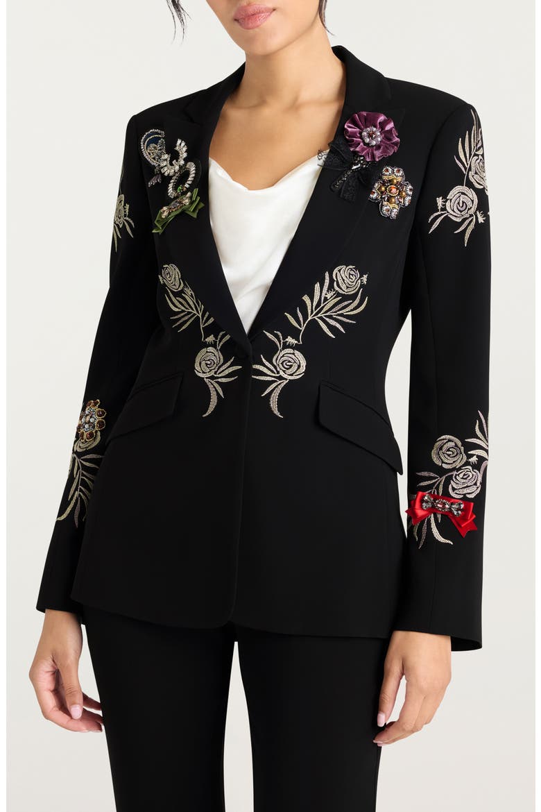 Heritage Rose Embroidery Cheyenne Blazer, Main, color, BLACK/ MULTI