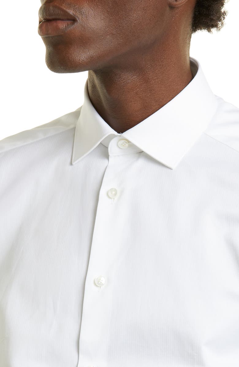 ZEGNA Microstripe Trecapi Cotton Button-Up Shirt, Alternate, color, White