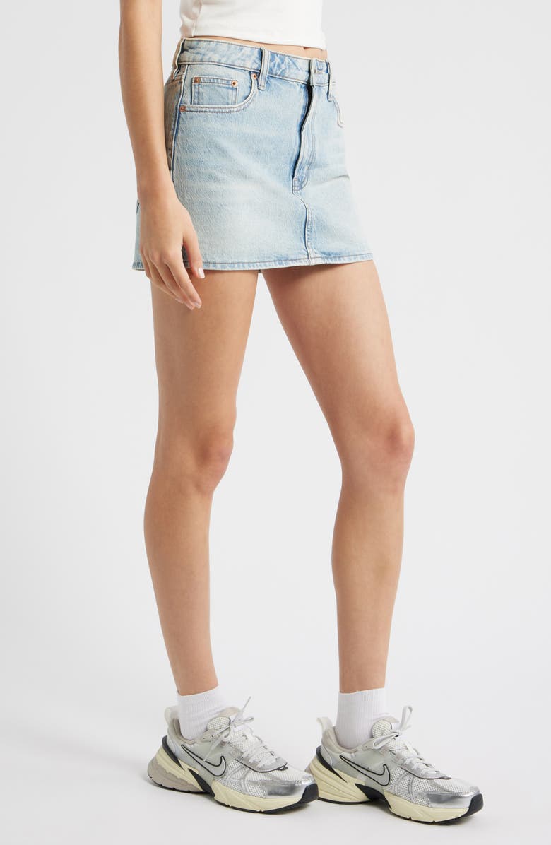 PacSun Chaya Mid Rise Denim Miniskirt, Alternate, color, Light Indigo