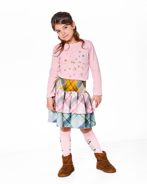 Deux Par Deux Two-tiered Flannel Skirt In Multi