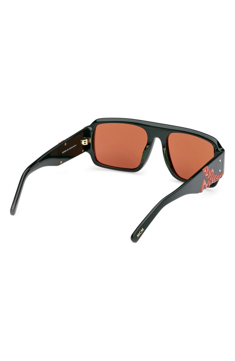 MCM 55mm Polarized Navigator Sunglasses, Alternate, color, Shiny Dark Green / Roviex