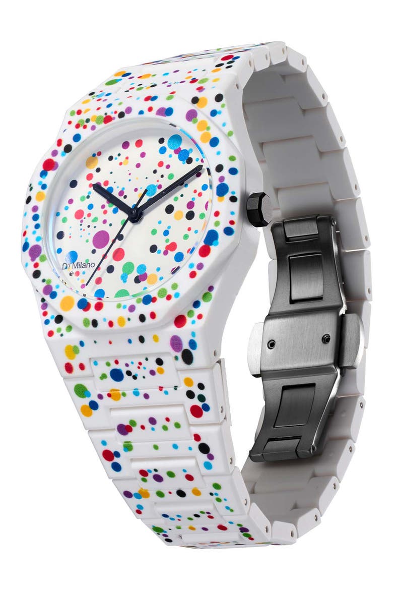 Dot 02 Polycarbon Bracelet Watch, 37mm, Alternate, color, WHITE