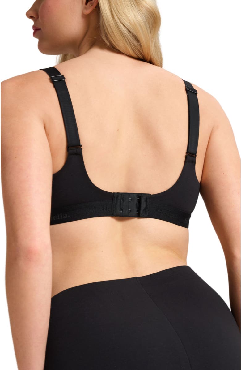 Siella Organic Cotton V-Neck Bra, Alternate, color, Black