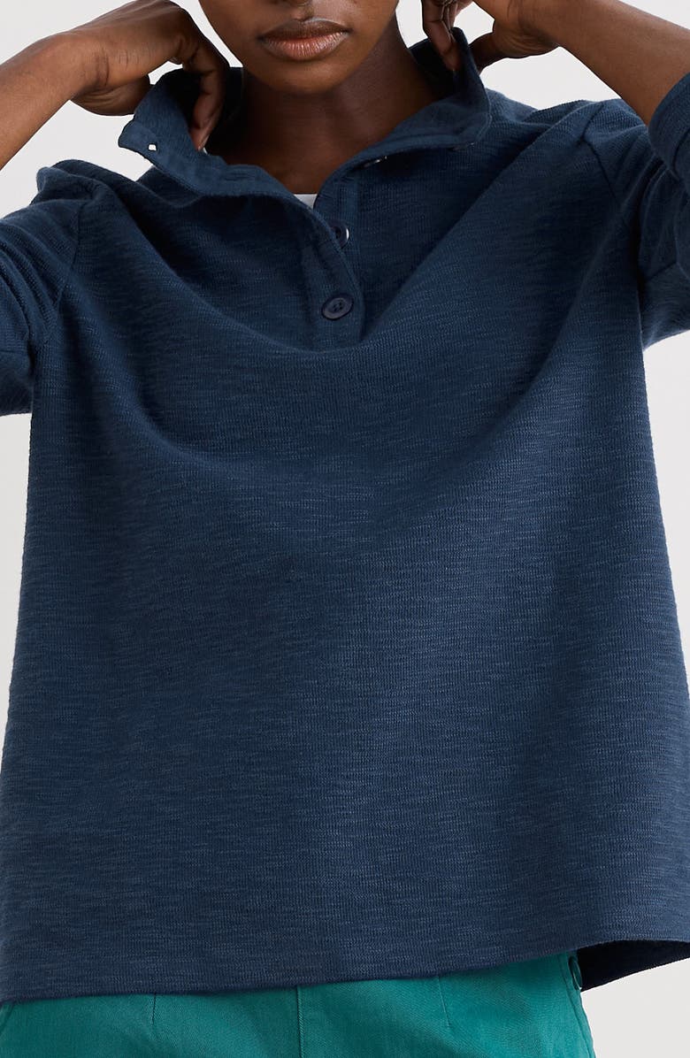 Seasalt Cornwall Last Boat Organic Cotton Half Placket Sweatshirt, Alternate, color, Maritime