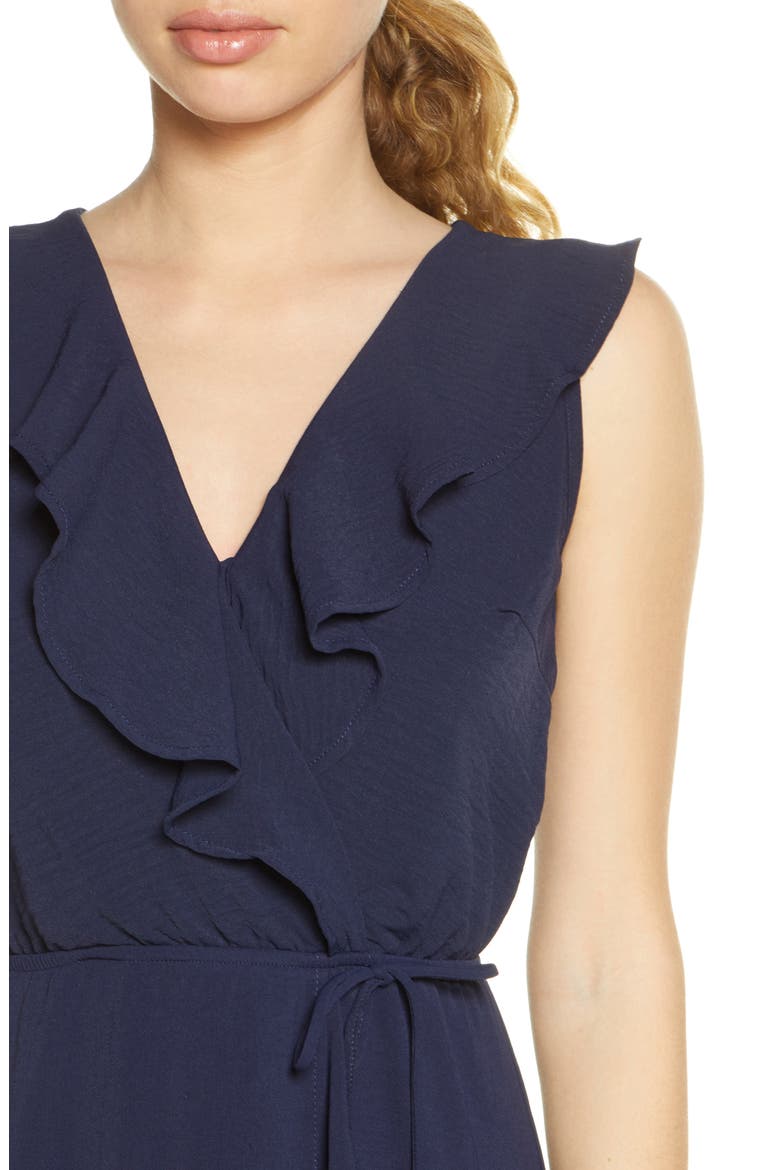 Ruffle Faux Wrap Maxi Dress, Alternate, color, NAVY