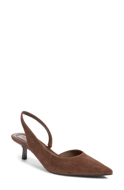 Corina Slingback Half d'Orsay Pointed Toe Kitten Heel Pump (Women)