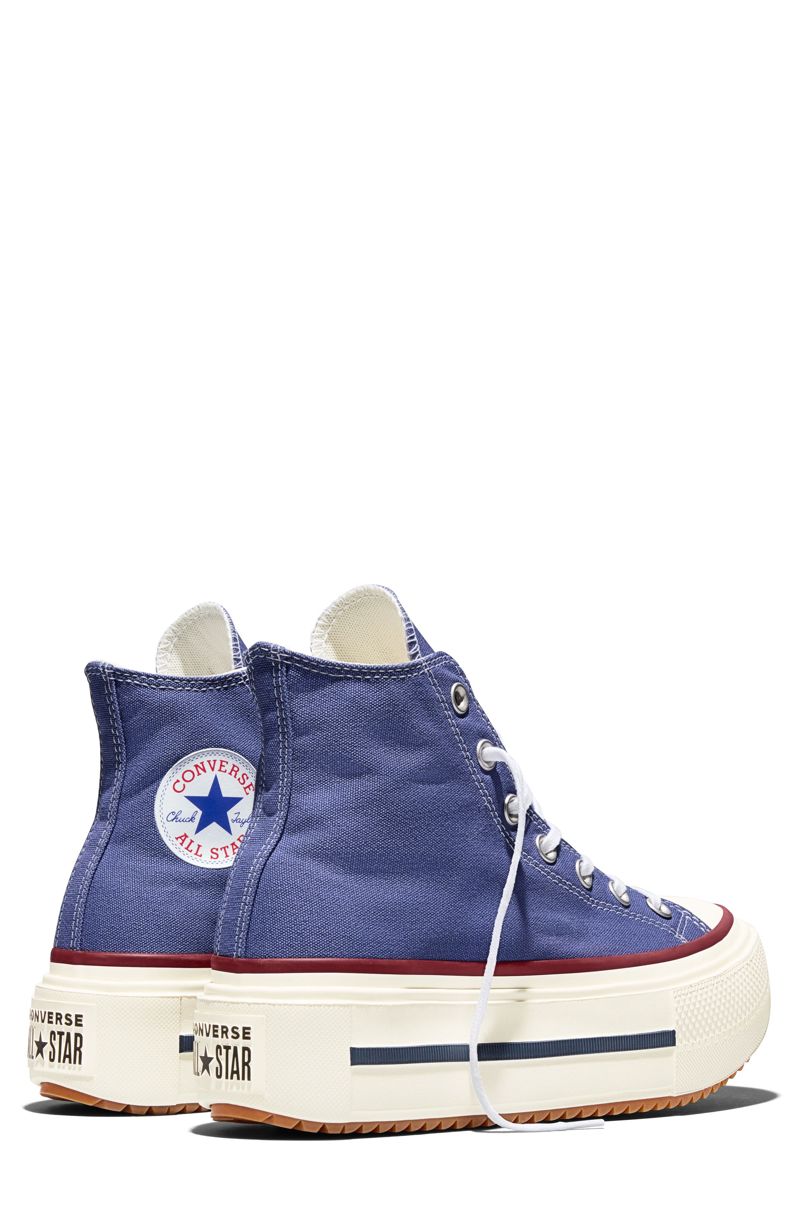 Converse Gender Inclusive Chuck Taylor All Star Lift Double Stack High Top Platform Sneaker, Alternate, color, Indigo Storm/ Egret/ Garnet